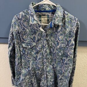Panhandle Blue/Green Paisley Snap button up